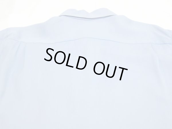 画像13: 50s MONTECITO of CALIFORNIA SAX BLUE PLAIN SOLID RAYON SHIRT with HAND STITCH (13)