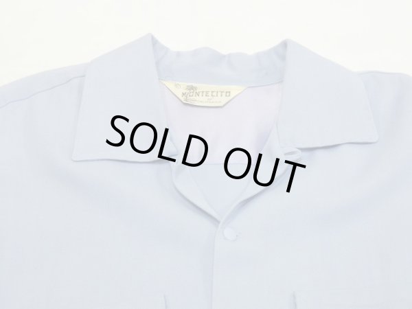 画像4: 50s MONTECITO of CALIFORNIA SAX BLUE PLAIN SOLID RAYON SHIRT with HAND STITCH (4)