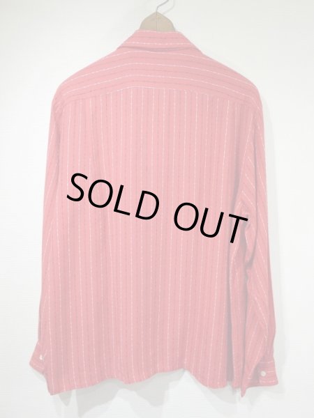 画像2: 50s Artvogue WOVEN NEP DOT STRIPE OPEN COLLAR RAYON SHIRT with HAND STITCH (2)