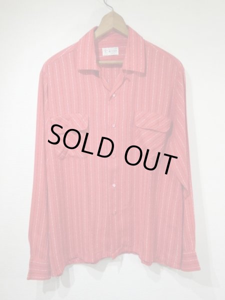 画像1: 50s Artvogue WOVEN NEP DOT STRIPE OPEN COLLAR RAYON SHIRT with HAND STITCH (1)