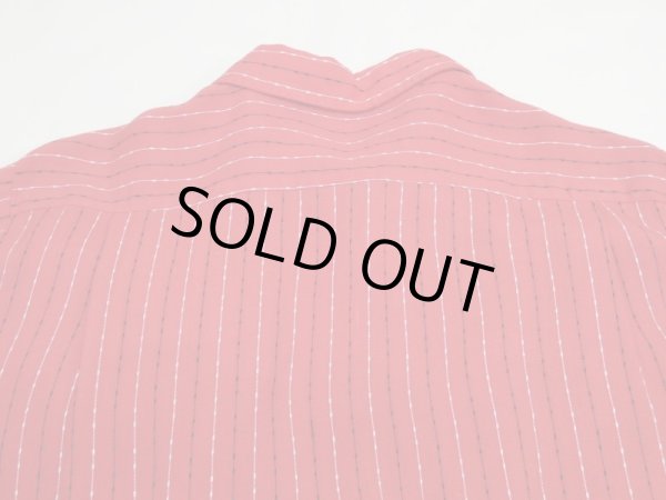 画像10: 50s Artvogue WOVEN NEP DOT STRIPE OPEN COLLAR RAYON SHIRT with HAND STITCH (10)
