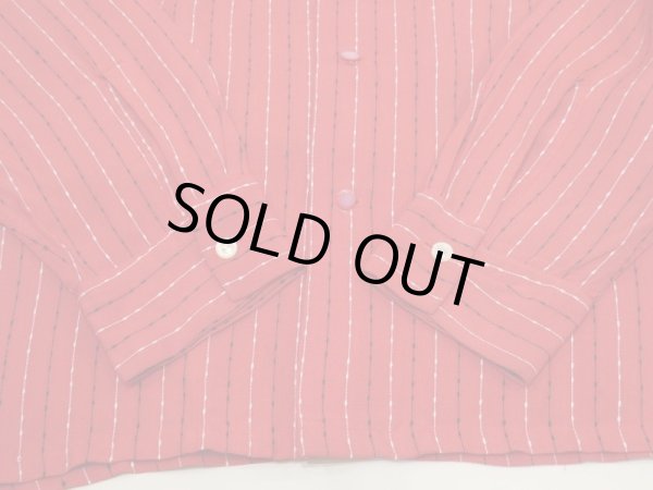 画像8: 50s Artvogue WOVEN NEP DOT STRIPE OPEN COLLAR RAYON SHIRT with HAND STITCH (8)