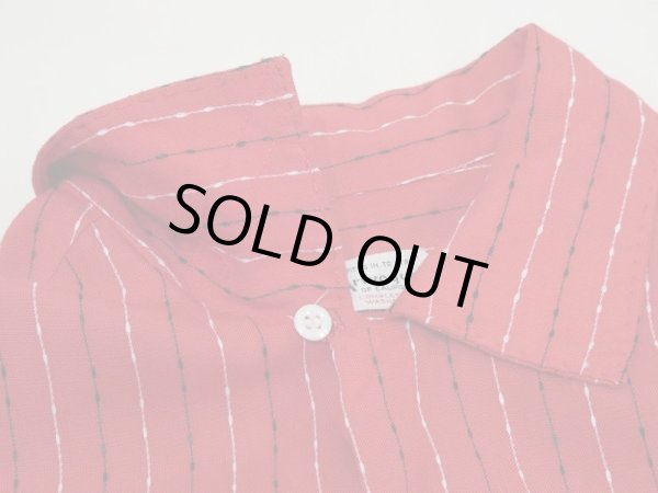 画像5: 50s Artvogue WOVEN NEP DOT STRIPE OPEN COLLAR RAYON SHIRT with HAND STITCH (5)