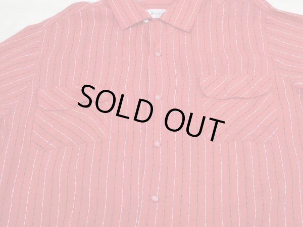 画像6: 50s Artvogue WOVEN NEP DOT STRIPE OPEN COLLAR RAYON SHIRT with HAND STITCH (6)