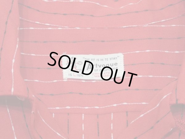 画像3: 50s Artvogue WOVEN NEP DOT STRIPE OPEN COLLAR RAYON SHIRT with HAND STITCH (3)