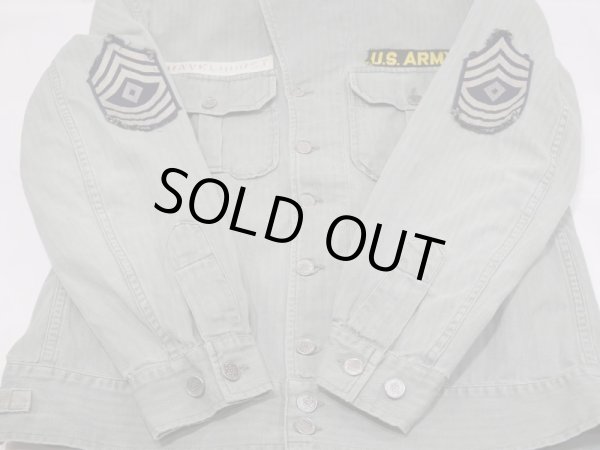 画像9: 40s US ARMY M-41（M-42) HBT HERRINGBONE TWILL UTILITY JACKET 1st TYPE FULL PATCH (9)