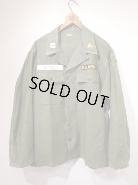 画像1: 50s US ARMY MEDICAL CORPS OG-107 COTTON SATEEN UTILITY SHIRT 1st TYPE FULL PATCH (1)