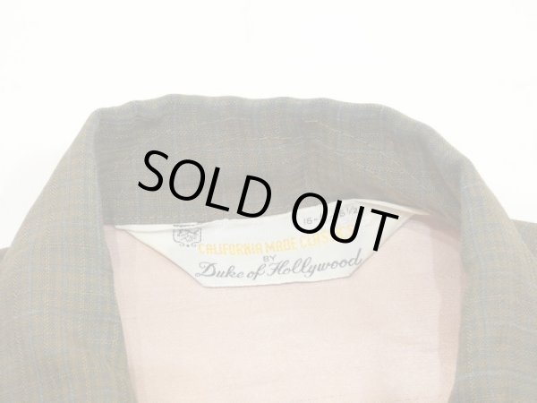 画像3: 60s Duke of Hollwood LATTICE PLAID LOOP COLLAR RAYON BOX SHIRT (3)