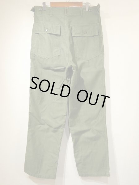 画像2: 50s US ARMY OG-107 COTTON SATEEN UTILITY BAKER PANTS 2~3 WASHED (2)