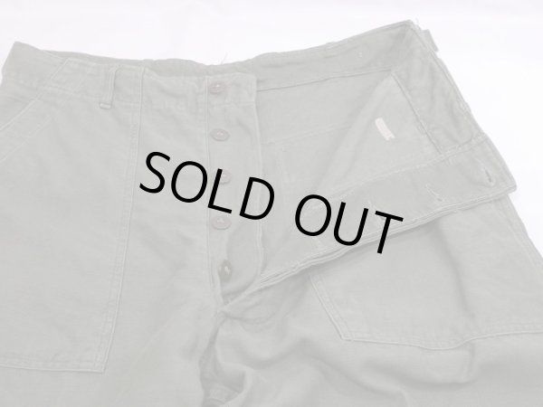 画像5: 50's US ARMY OG-107 COTTON SATEEN UTILITY BAKER PANTS 2~3 WASHED (5)