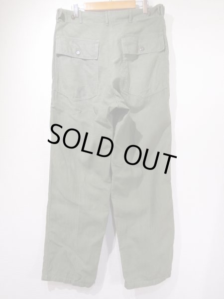 画像2: 50's US ARMY OG-107 COTTON SATEEN UTILITY BAKER PANTS 2~3 WASHED (2)