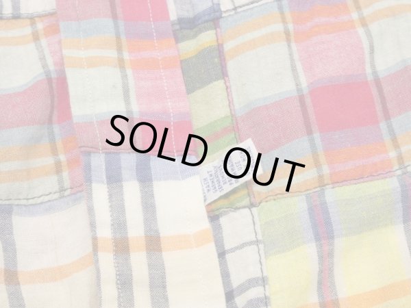 画像7: 90s Polo Ralph Lauren PATCH WORK MADRAS CHECK BD L/S SHIRT (7)