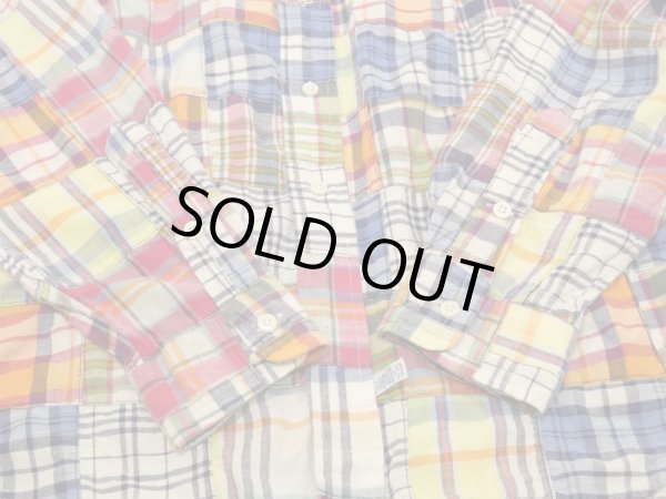 画像8: 90s Polo Ralph Lauren PATCH WORK MADRAS CHECK BD L/S SHIRT (8)