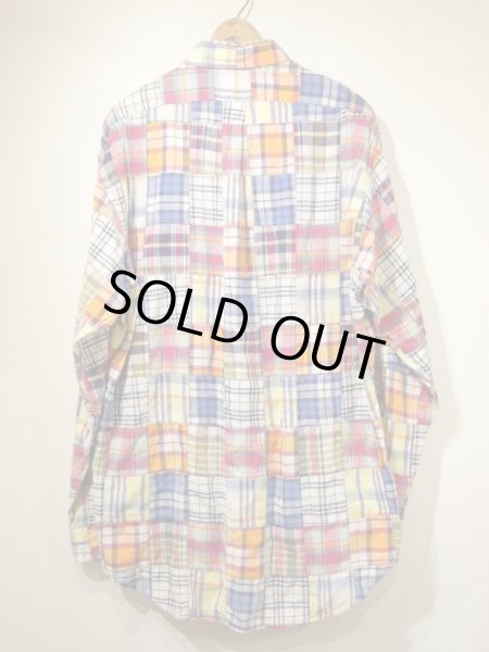 画像2: 90s Polo Ralph Lauren PATCH WORK MADRAS CHECK BD L/S SHIRT (2)