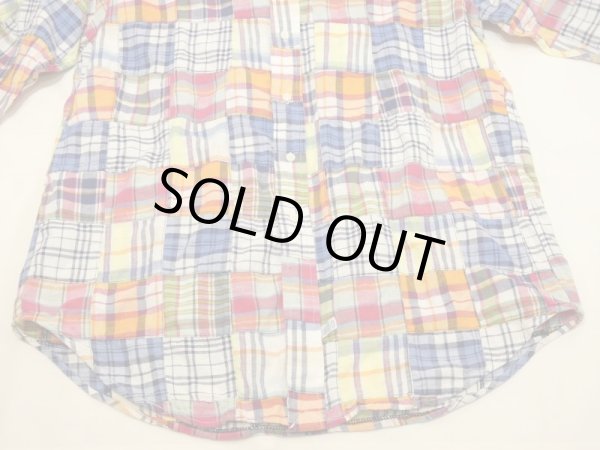画像6: 90s Polo Ralph Lauren PATCH WORK MADRAS CHECK BD L/S SHIRT (6)