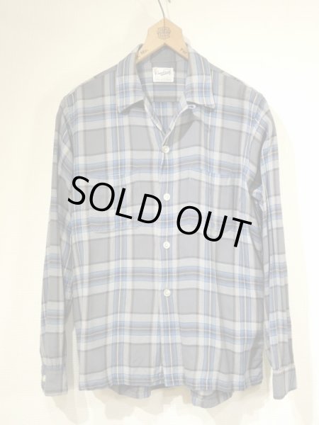 画像1: 60s Cranbrook GRADATION CHECK LOOP COLLAR RAYON SHIRT  (1)