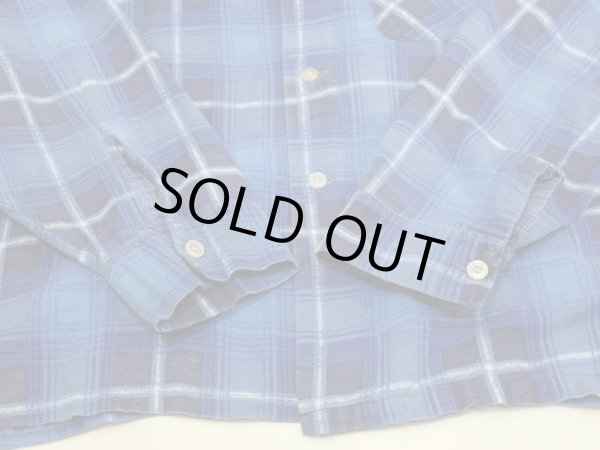 画像8: 60s CUSTOM TAILORED GRADATION PLAID CHECK OPEN COLLAR PRINT FLANNEL SHIRT  (8)