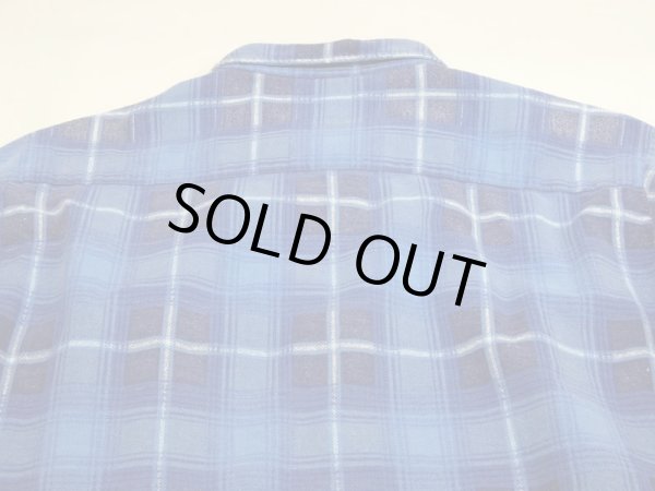 画像10: 60s CUSTOM TAILORED GRADATION PLAID CHECK OPEN COLLAR PRINT FLANNEL SHIRT  (10)