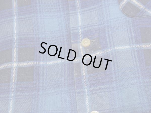 画像6: 60s CUSTOM TAILORED GRADATION PLAID CHECK OPEN COLLAR PRINT FLANNEL SHIRT  (6)