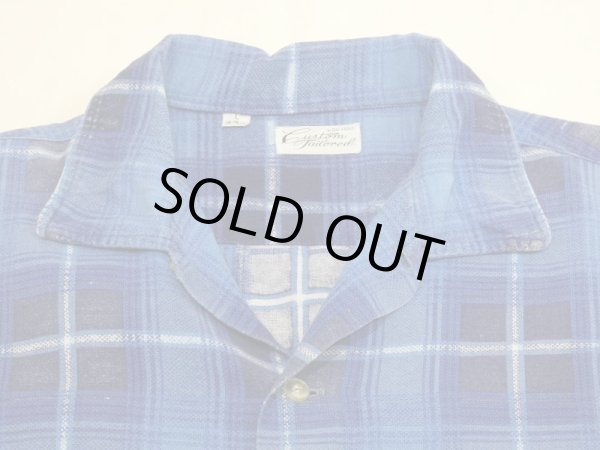 画像4: 60s CUSTOM TAILORED GRADATION PLAID CHECK OPEN COLLAR PRINT FLANNEL SHIRT  (4)