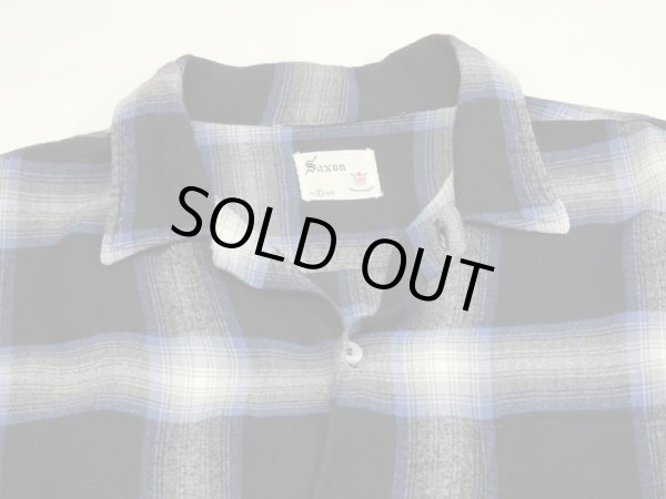 画像4: 60s SAXON OMBRE SHADOW PLAID CHECK RAYON OPEN COLLAR BOX SHIRT (4)
