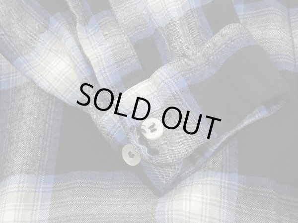 画像7: 60s SAXON OMBRE SHADOW PLAID CHECK RAYON OPEN COLLAR BOX SHIRT (7)