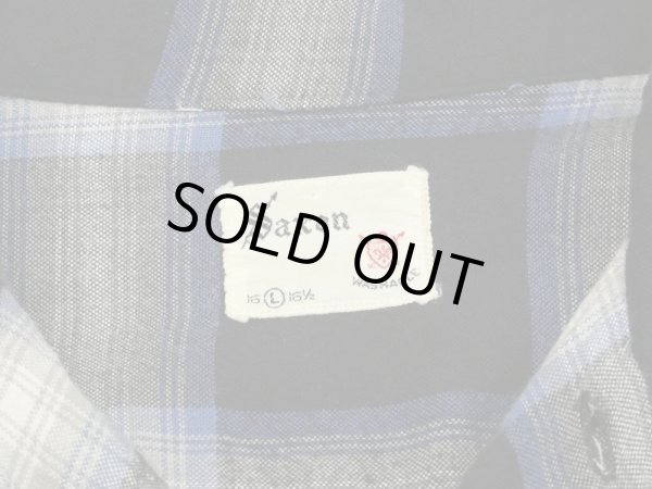 画像3: 60s SAXON OMBRE SHADOW PLAID CHECK RAYON OPEN COLLAR BOX SHIRT (3)