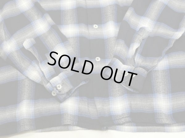画像6: 60s SAXON OMBRE SHADOW PLAID CHECK RAYON OPEN COLLAR BOX SHIRT (6)