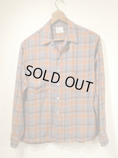 画像1: 60s Sears GRADATION CHECK OPEN COLLAR RAYON SHIRT  (1)