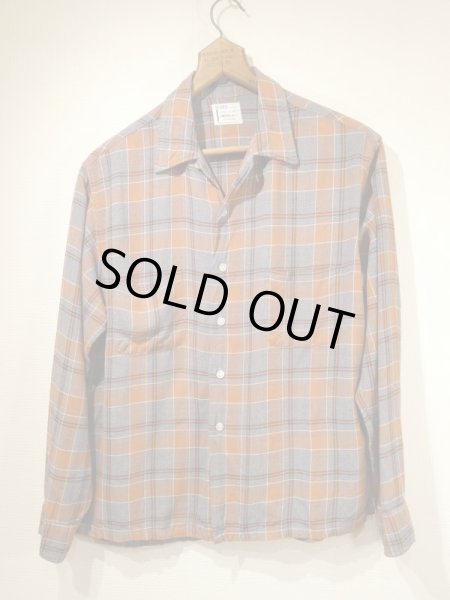 画像1: 60s Sears GRADATION CHECK OPEN COLLAR RAYON SHIRT  (1)