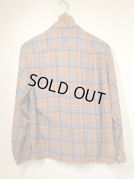 画像2: 60s Sears GRADATION CHECK OPEN COLLAR RAYON SHIRT  (2)