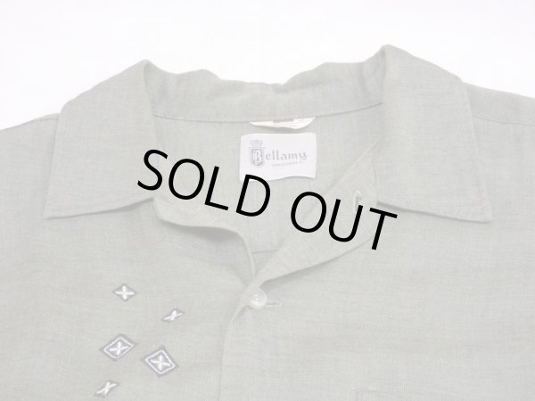 画像4: 60s Bellamy ONE POINT EMBROIDERY RAYON OPEN COLLAR SHIRT (4)