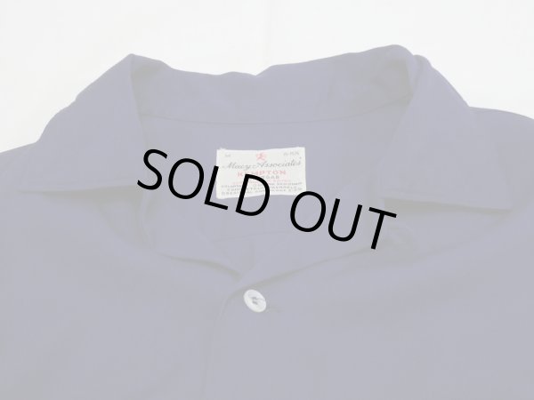 画像4: 50s Macy Associate's NAVY PLAIN SOLID LOOP COLLAR RAYON SHIRT (4)