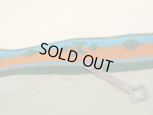画像9: 70s UNKNOWN JACQUARD MULTI BORDER STRIPED T-SHIRT MADE IN USA DAED STOCK ? (9)