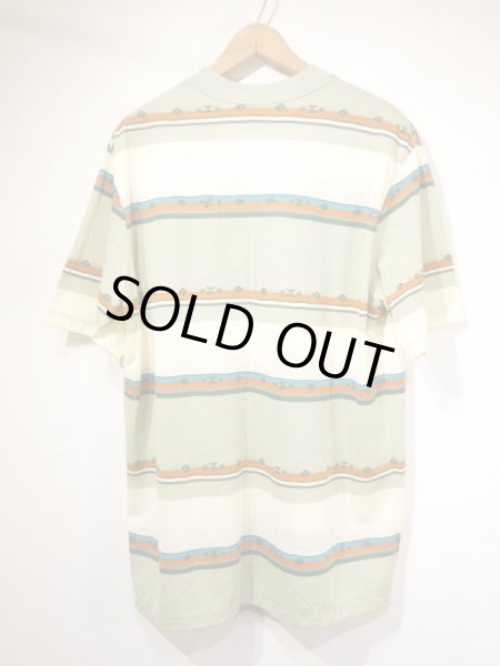 画像2: 70s UNKNOWN JACQUARD MULTI BORDER STRIPED T-SHIRT MADE IN USA DAED STOCK ? (2)