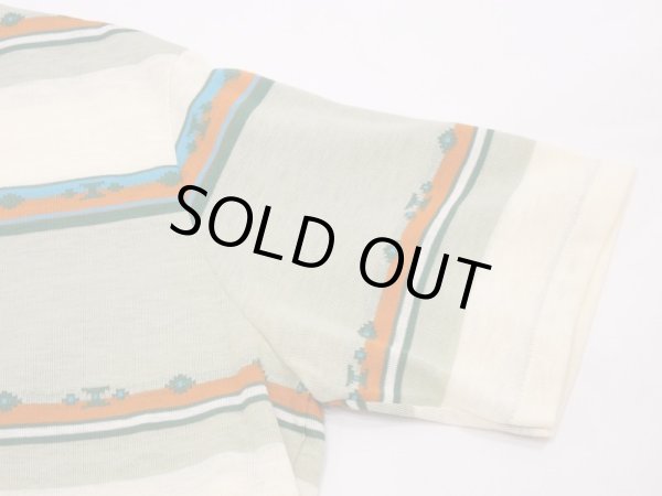 画像5: 70s UNKNOWN JACQUARD MULTI BORDER STRIPED T-SHIRT MADE IN USA DAED STOCK ? (5)