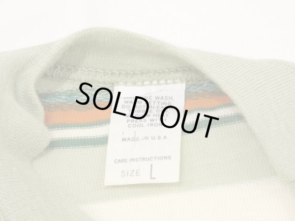 画像3: 70s UNKNOWN JACQUARD MULTI BORDER STRIPED T-SHIRT MADE IN USA DAED STOCK ? (3)