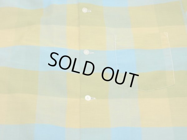 画像5: 60s 70s glen parker STAND COLLAR GRADATION BLOCK CHECK S/S SHIRT (5)