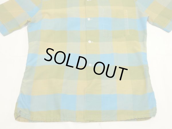 画像7: 60s 70s glen parker STAND COLLAR GRADATION BLOCK CHECK S/S SHIRT (7)