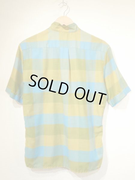 画像2: 60s 70s glen parker STAND COLLAR GRADATION BLOCK CHECK S/S SHIRT (2)