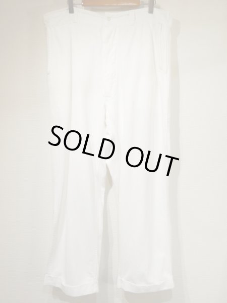 画像1: 40s WHITE DUCK BRAND WHITE COTTON WORK TROUSERS PANTS (1)