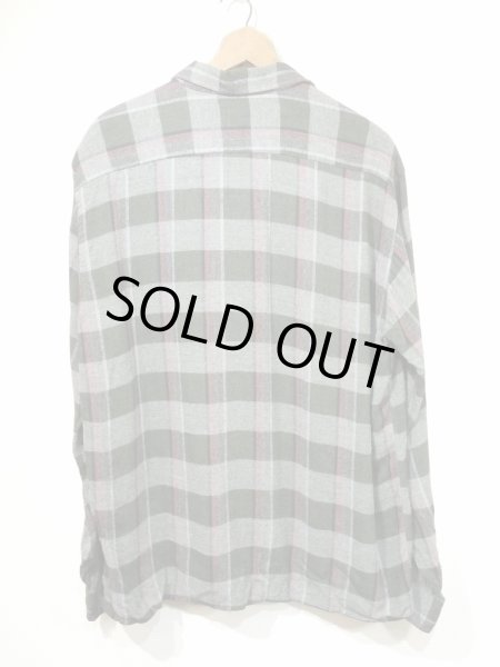 画像2: 60s Manhattan SHADOW PLAID CHECK RAYON OPEN COLLAR BOX SHIRT (2)