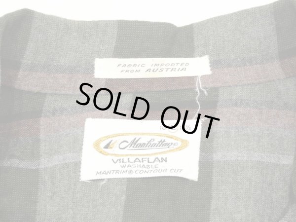 画像3: 60s Manhattan SHADOW PLAID CHECK RAYON OPEN COLLAR BOX SHIRT (3)