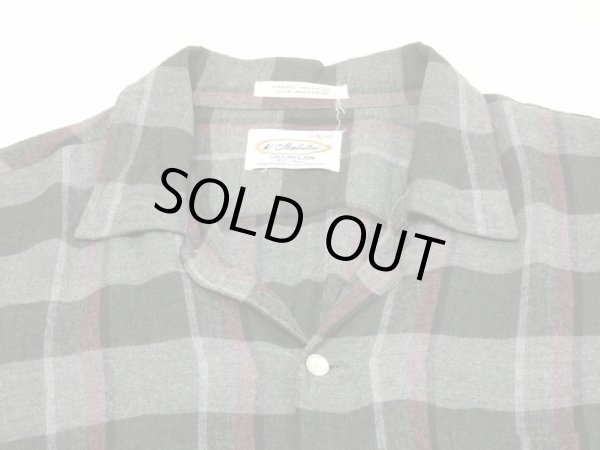 画像4: 60s Manhattan SHADOW PLAID CHECK RAYON OPEN COLLAR BOX SHIRT (4)