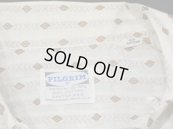 画像3: 60s PILGRIM WOVEN DIAMOND PTTERN S/S SHIRT DEAD STOCK (3)