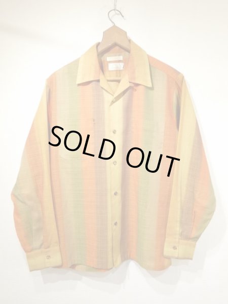 画像1: 60s 70s Spire CALIFORNIA GRADATION BORDER STRIPE LOOP COLLAR L/S SHIRT (1)