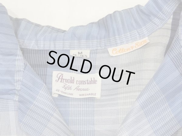 画像3: 60s Arnold constable SHADOW PLAID CHECK COTTON SILK OPEN COLLAR BOX SHIRT (3)