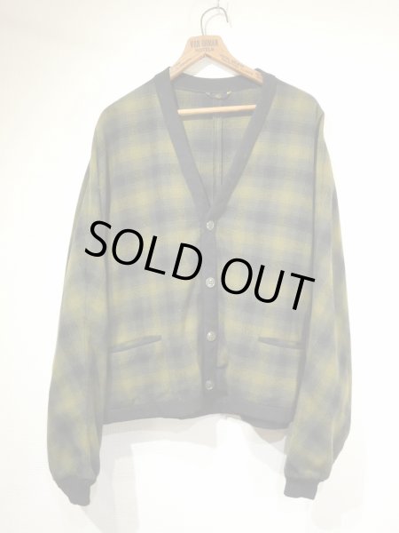 画像1: 60s Pendleton OMBRE SHADOW CHECK WOOL CARDIGAN (1)