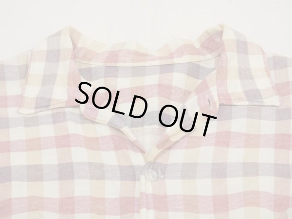 画像4: 60s UNKNOWN PALE TONE PLAID CHECK OPEN COLLAR BOX SHIRT  (4)