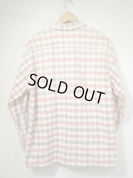 画像2: 60s UNKNOWN PALE TONE PLAID CHECK OPEN COLLAR BOX SHIRT  (2)
